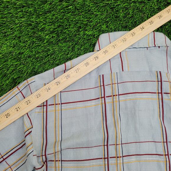 Vintage 80s MOD Plaid Button Shirt Medium 20x30 Blue USA - Picture 4 of 11
